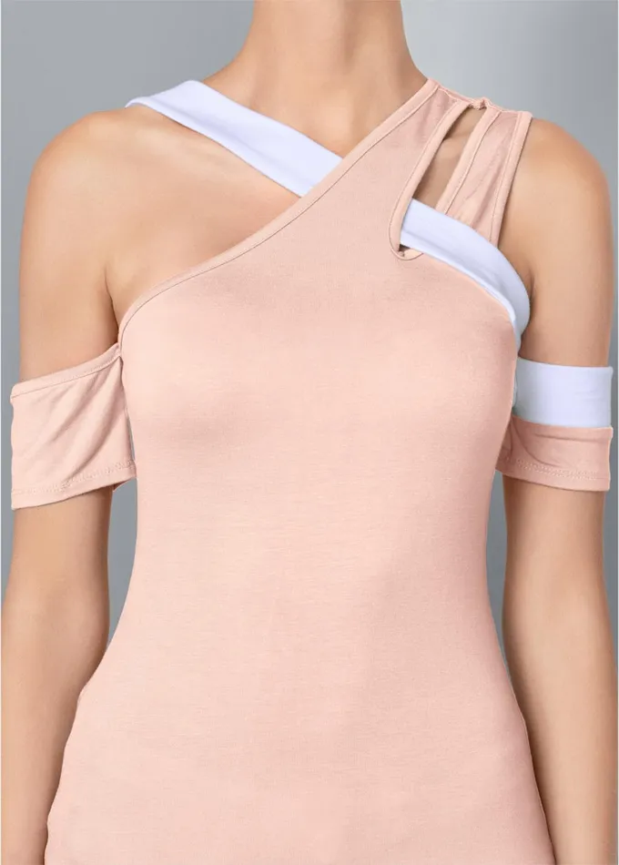 COLOR BLOCK TOP Blush and White Women VENUS Night Out Tops