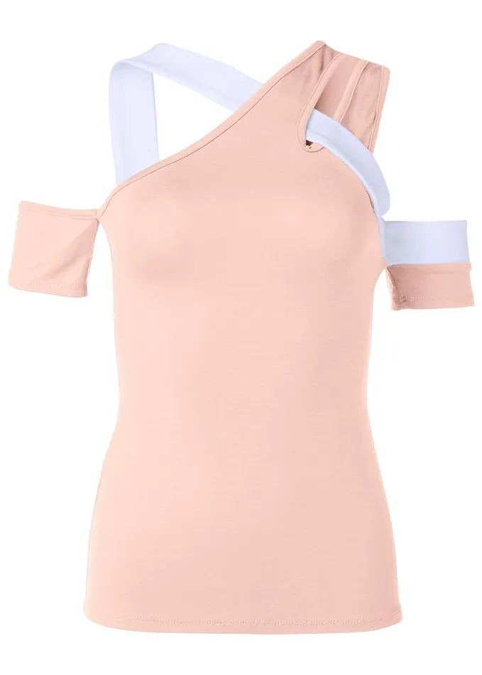 COLOR BLOCK TOP Blush and White Women VENUS Night Out Tops