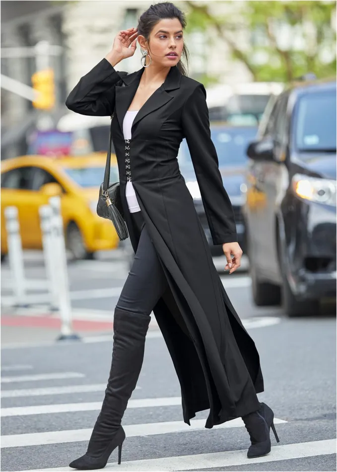 CORSET DETAIL LONG JACKET Black Women VENUS Jackets