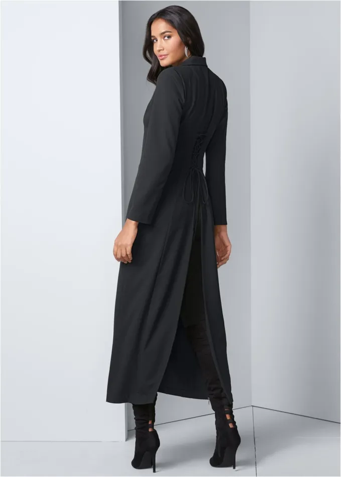 CORSET DETAIL LONG JACKET Black Women VENUS Jackets