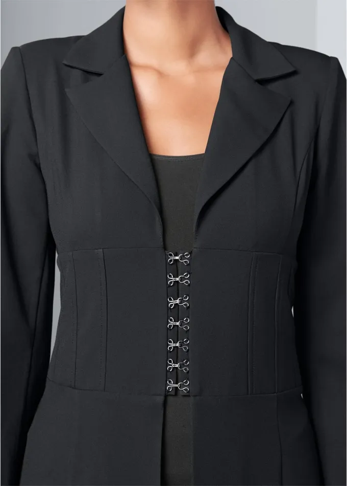 CORSET DETAIL LONG JACKET Black Women VENUS Jackets