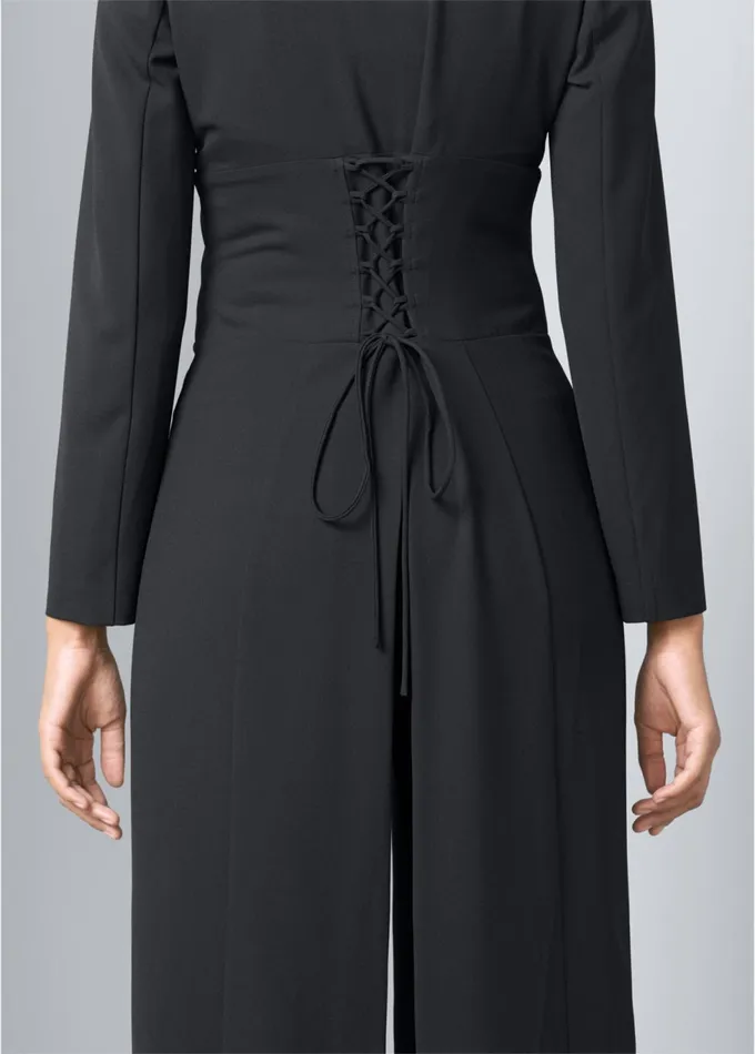 CORSET DETAIL LONG JACKET Black Women VENUS Jackets
