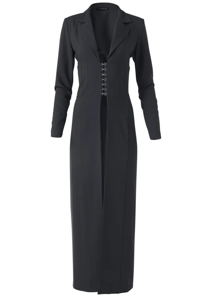 CORSET DETAIL LONG JACKET Black Women VENUS Jackets