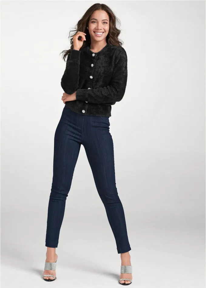 Cozy ButtonFront Cardigan Black Women VENUS Cardigans and Dusters