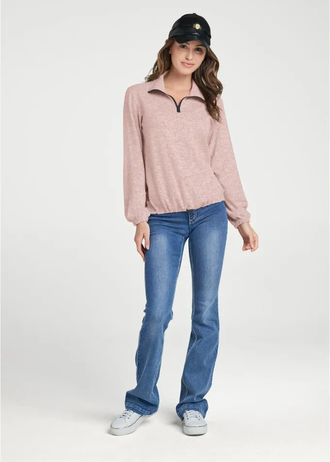 COZY HACCI ZIPPER PULLOVER Pink Women VENUS Cozy Loungewear