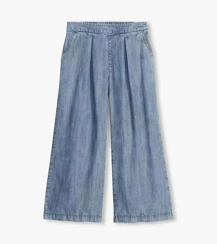 Cropped Wide Leg Pants 8211 Blue Acid Rinse Hatley