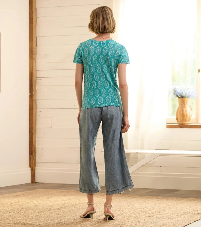 Cropped Wide Leg Pants 8211 Blue Acid Rinse Hatley
