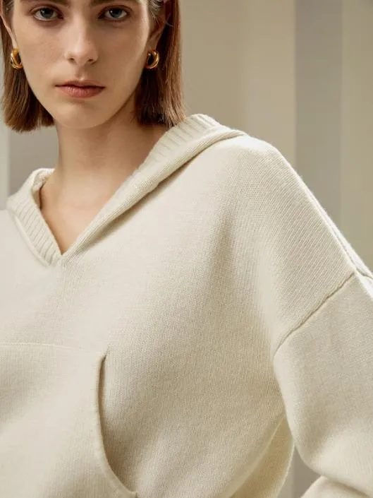 Cropped WoolCashmere Blend Hoodie Sweater Women Lilysilk Knitwear