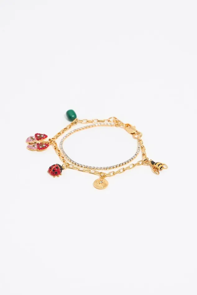 Crystal Bracelet With Butterfly Ladybug And Bee Gold Women Bimba Y Lola Jewelry Crystal Bracelet With Butterfly Ladybug And Bee Gold Women Bimba Y Lola Jewelry