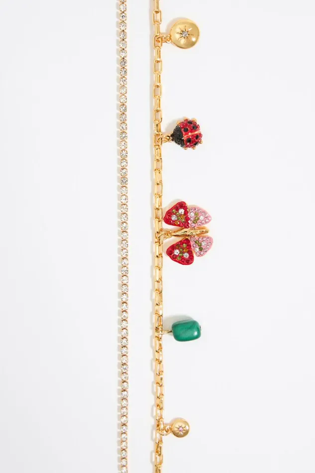 Crystal Bracelet With Butterfly Ladybug And Bee Gold Women Bimba Y Lola Jewelry Crystal Bracelet With Butterfly Ladybug And Bee Gold Women Bimba Y Lola Jewelry