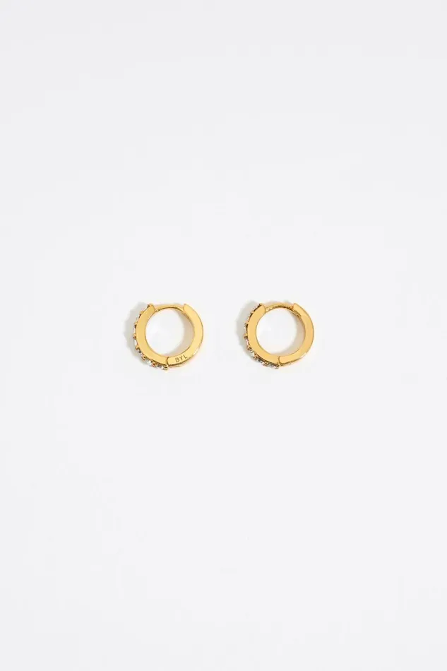 Crystals Mini Golden Hoop Earrings Gold Women Bimba Y Lola Jewelry