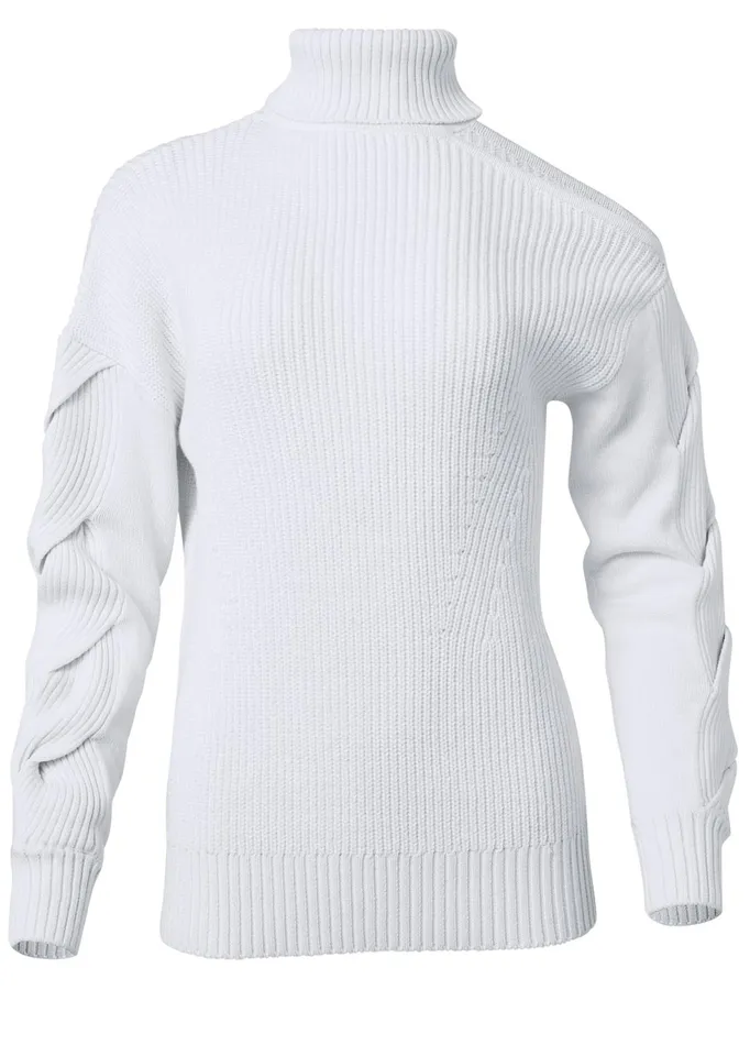 Cutout Shoulder Turtleneck White Women VENUS Turtleneck and Mock Neck