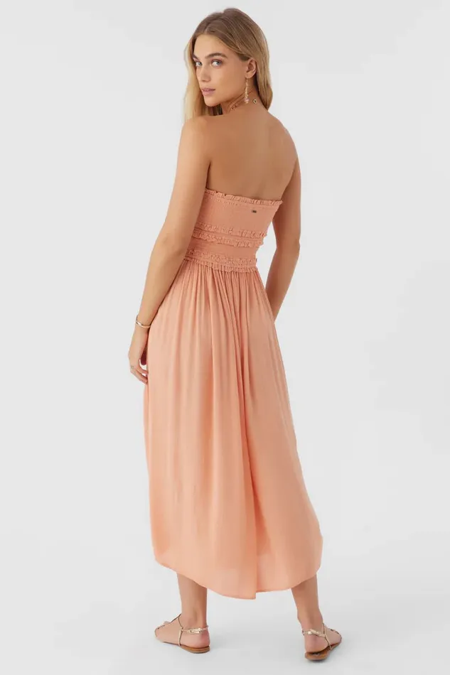 DEVYN SMOCKED STRAPLESS MIDI DRESS Canyon Sunset Women O039NEILL Clothing