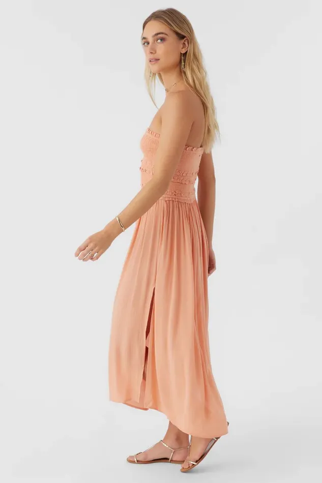 DEVYN SMOCKED STRAPLESS MIDI DRESS Canyon Sunset Women O039NEILL Clothing