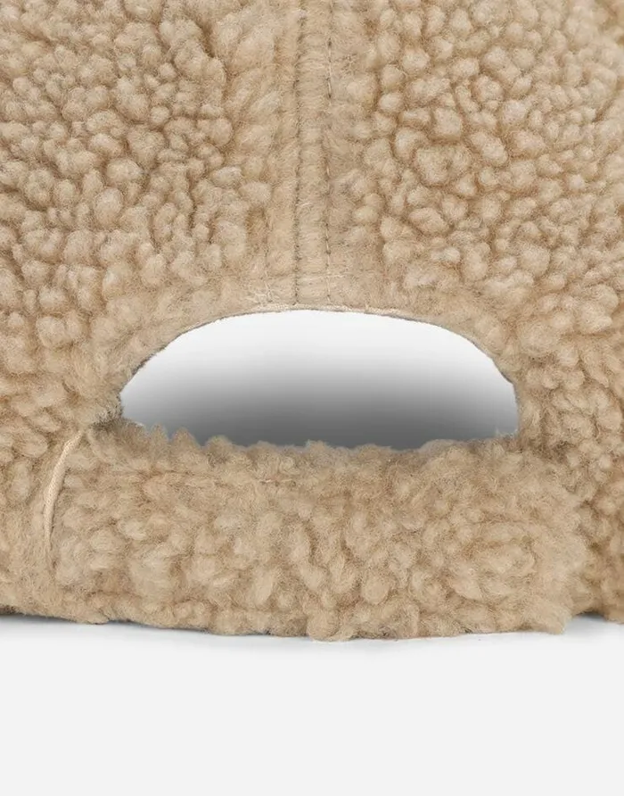 Dolce and Gabbana Accessories Children Faux Fur Baseball Cap With Logo Tag Beige