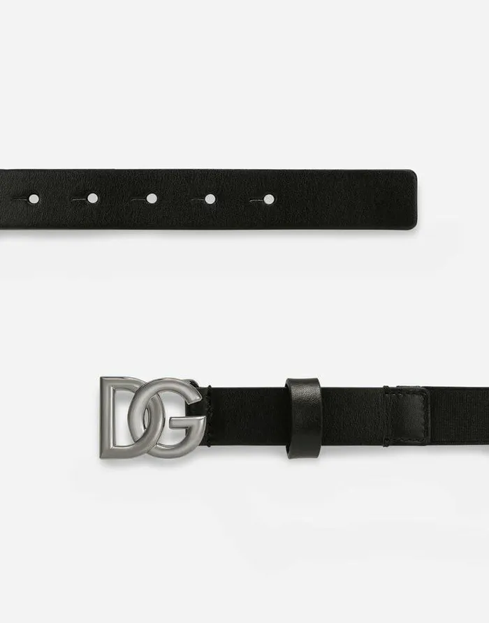 Dolce and Gabbana Accessories Children Stretch Belt With DG Logo Black Dolce and Gabbana Accessories Children Stretch Belt With DG Logo Black