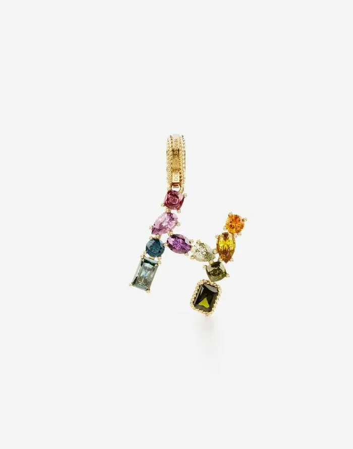 Dolce and Gabbana Alphabet Collection Women Rainbow Alphabet H 18 Kt Yellow Gold Charm With Multicolor Fine Gems Gold Dolce and Gabbana Alphabet Collection Women Rainbow Alphabet H 18 Kt Yellow Gold Charm With Multicolor Fine Gems Gold