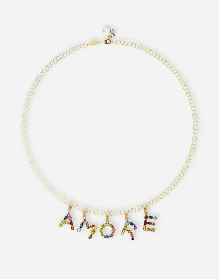Dolce and Gabbana Alphabet Collection Women Rainbow Alphabet H 18 Kt Yellow Gold Charm With Multicolor Fine Gems Gold Dolce and Gabbana Alphabet Collection Women Rainbow Alphabet H 18 Kt Yellow Gold Charm With Multicolor Fine Gems Gold