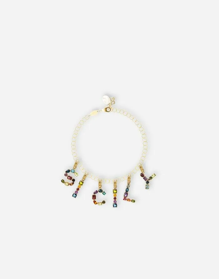 Dolce and Gabbana Alphabet Collection Women Rainbow Alphabet H 18 Kt Yellow Gold Charm With Multicolor Fine Gems Gold Dolce and Gabbana Alphabet Collection Women Rainbow Alphabet H 18 Kt Yellow Gold Charm With Multicolor Fine Gems Gold