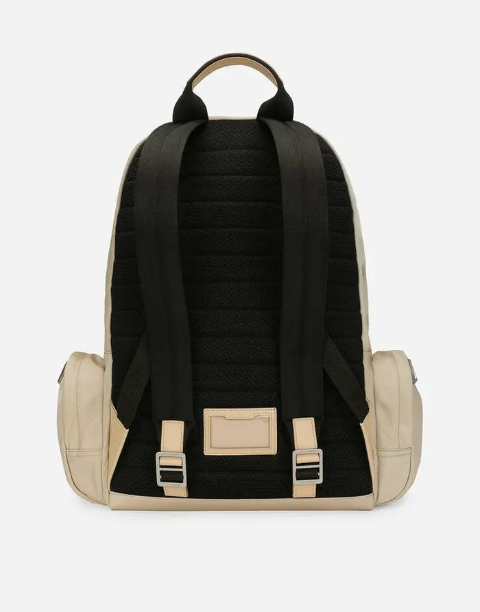 Dolce and Gabbana Backpacks And Fanny Packs Men Nylon Backpack With Rubberized Logo Beige Dolce and Gabbana Backpacks And Fanny Packs Men Nylon Backpack With Rubberized Logo Beige