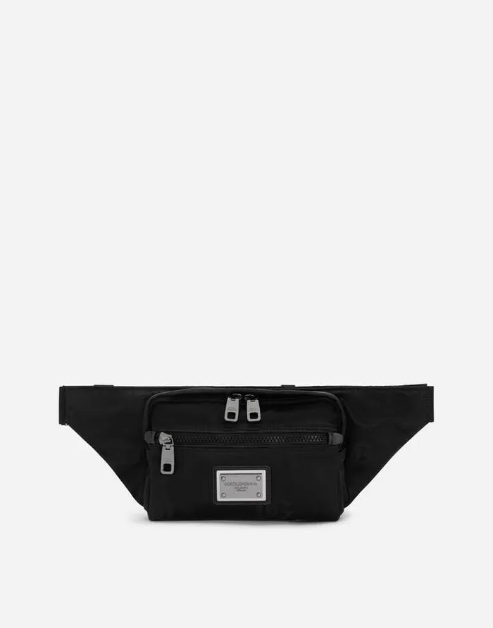 Dolce and Gabbana Backpacks And Fanny Packs Men Small Nylon Belt Bag With Logo Black Dolce and Gabbana Backpacks And Fanny Packs Men Small Nylon Belt Bag With Logo Black