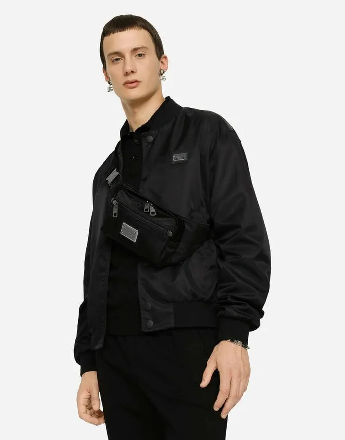 Dolce and Gabbana Backpacks And Fanny Packs Men Small Nylon Belt Bag With Logo Black Dolce and Gabbana Backpacks And Fanny Packs Men Small Nylon Belt Bag With Logo Black
