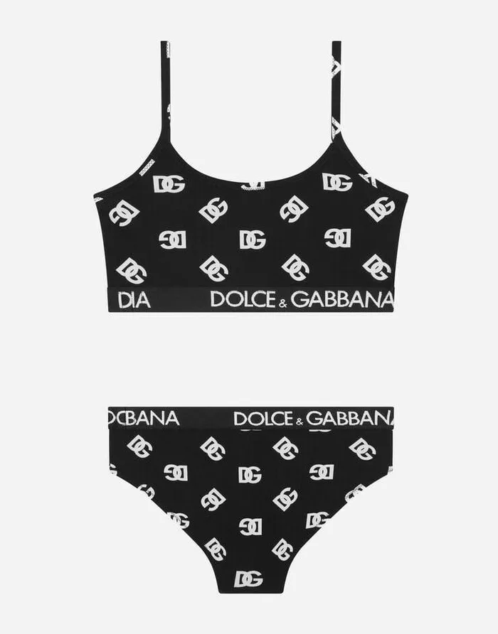 Dolce and Gabbana Beachwear Children Bikini With DG Logo Print Multicolor Dolce and Gabbana Beachwear Children Bikini With DG Logo Print Multicolor