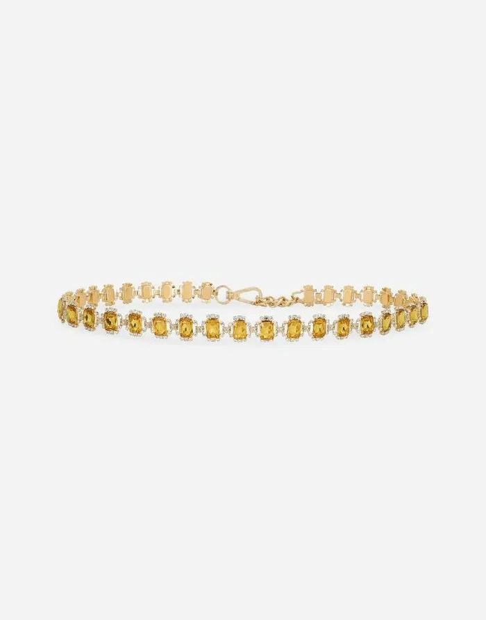 Dolce and Gabbana Belts Men Belt With Yellow Crystals Yellow