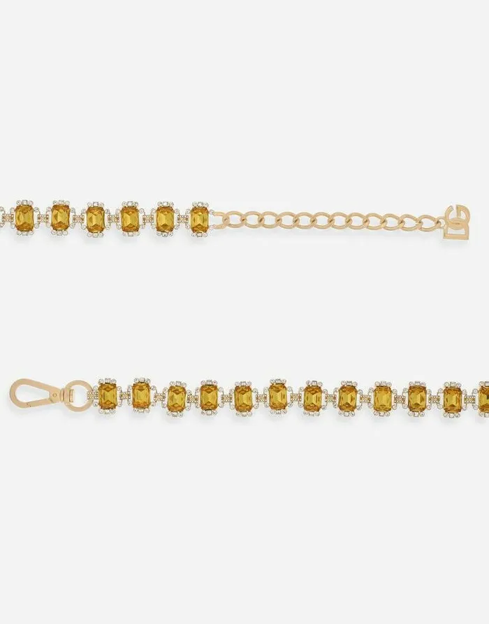 Dolce and Gabbana Belts Men Belt With Yellow Crystals Yellow Dolce and Gabbana Belts Men Belt With Yellow Crystals Yellow