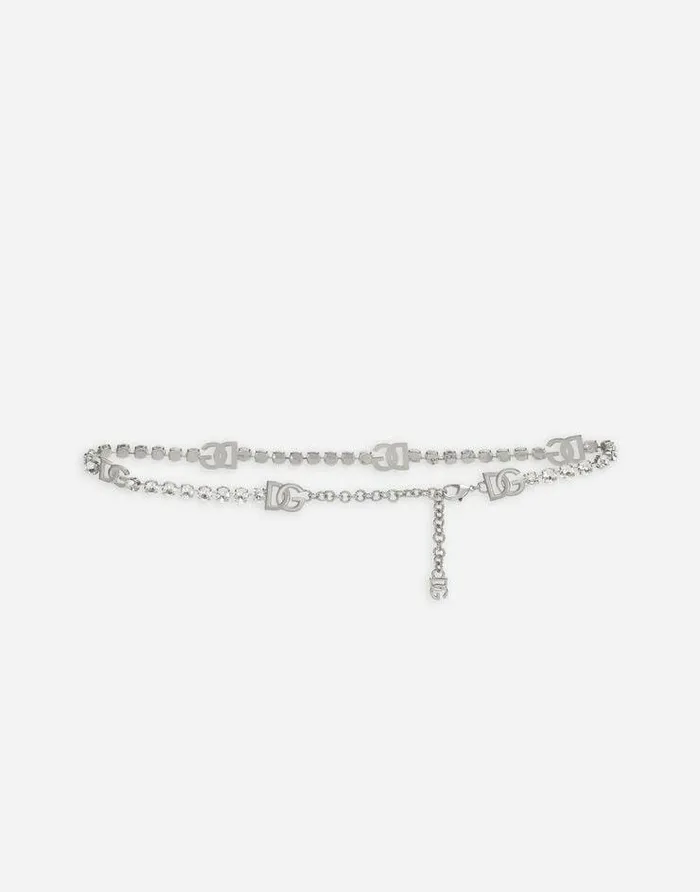 Dolce and Gabbana Belts Women KIM DOLCEandGABBANA Belt With Rhinestone Embellishment And DG Logo Silver Dolce and Gabbana Belts Women KIM DOLCEandGABBANA Belt With Rhinestone Embellishment And DG Logo Silver