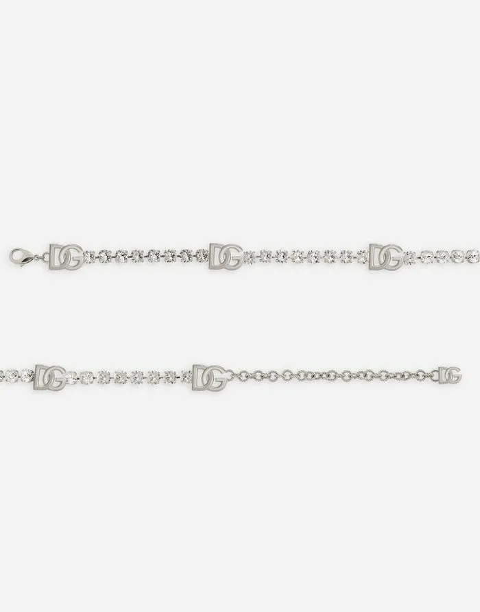Dolce and Gabbana Belts Women KIM DOLCEandGABBANA Belt With Rhinestone Embellishment And DG Logo Silver Dolce and Gabbana Belts Women KIM DOLCEandGABBANA Belt With Rhinestone Embellishment And DG Logo Silver