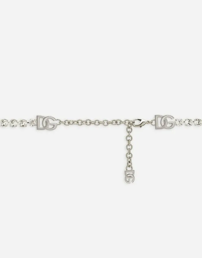 Dolce and Gabbana Belts Women KIM DOLCEandGABBANA Belt With Rhinestone Embellishment And DG Logo Silver Dolce and Gabbana Belts Women KIM DOLCEandGABBANA Belt With Rhinestone Embellishment And DG Logo Silver