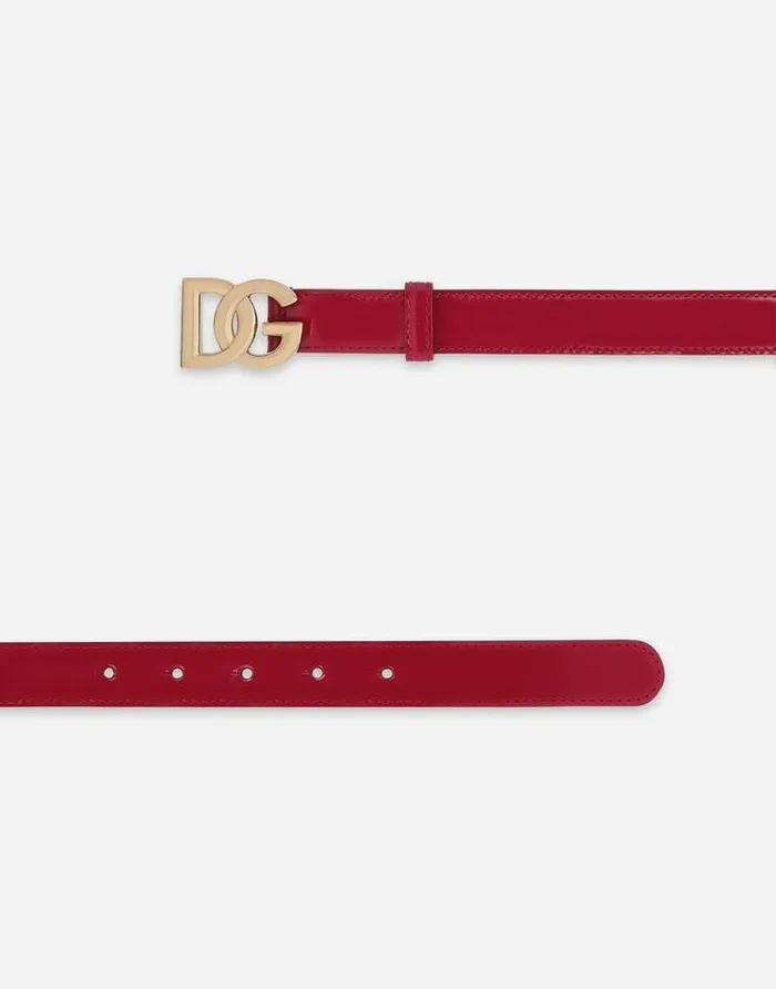 Dolce and Gabbana Belts Women Polished Calfskin Belt With DG Logo Fuchsia Dolce and Gabbana Belts Women Polished Calfskin Belt With DG Logo Fuchsia