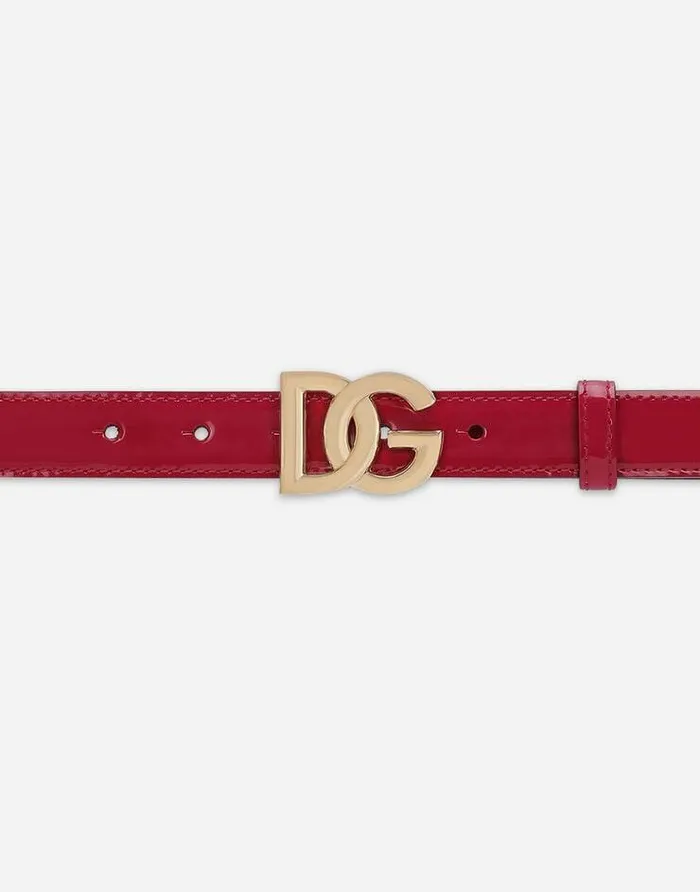 Dolce and Gabbana Belts Women Polished Calfskin Belt With DG Logo Fuchsia Dolce and Gabbana Belts Women Polished Calfskin Belt With DG Logo Fuchsia