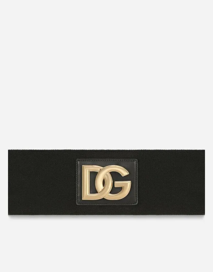 Dolce and Gabbana Belts Women Stretch Band Belt With DG Logo Black