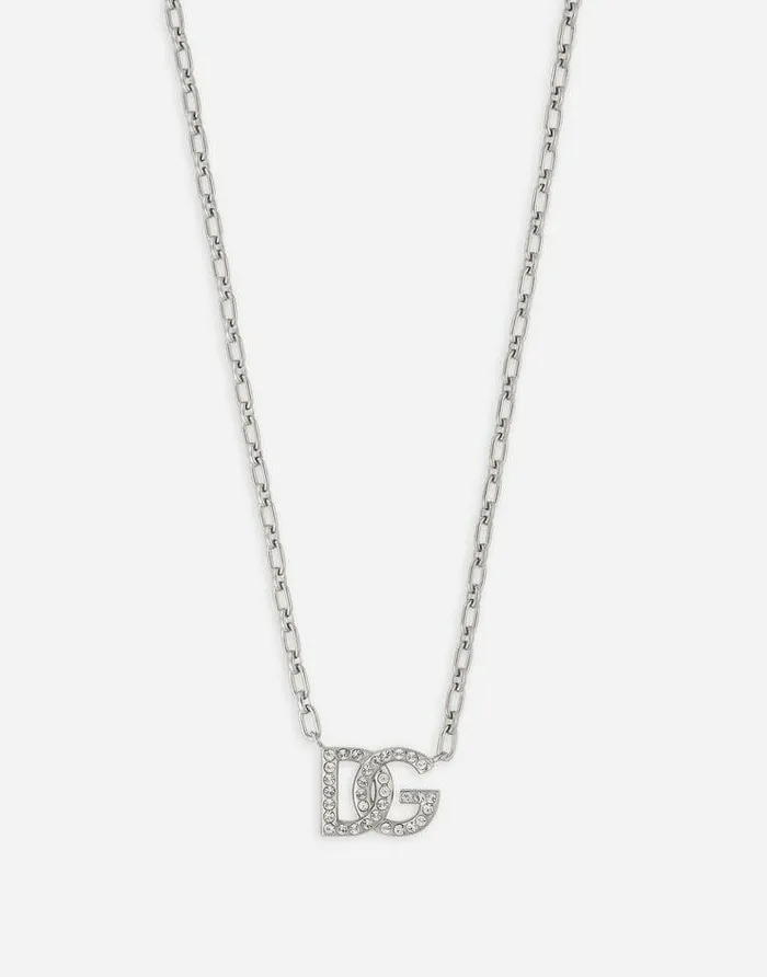 Dolce and Gabbana Bijoux Men Chain Necklace With DG Logo Silver Dolce and Gabbana Bijoux Men Chain Necklace With DG Logo Silver