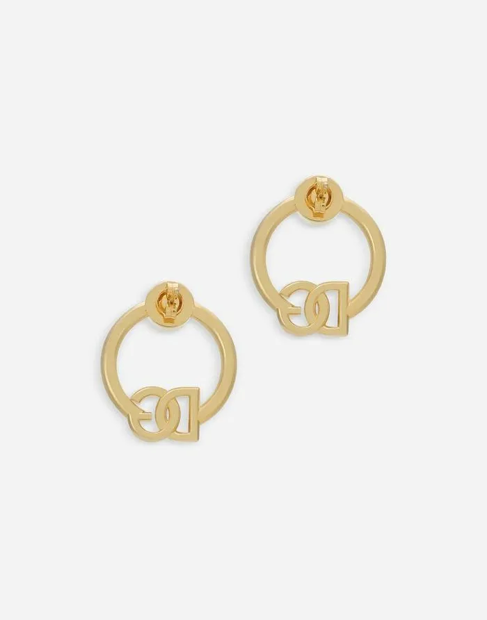Dolce and Gabbana Bijoux Women Hoop Earrings With DG Logo And Rhinestones Gold Dolce and Gabbana Bijoux Women Hoop Earrings With DG Logo And Rhinestones Gold