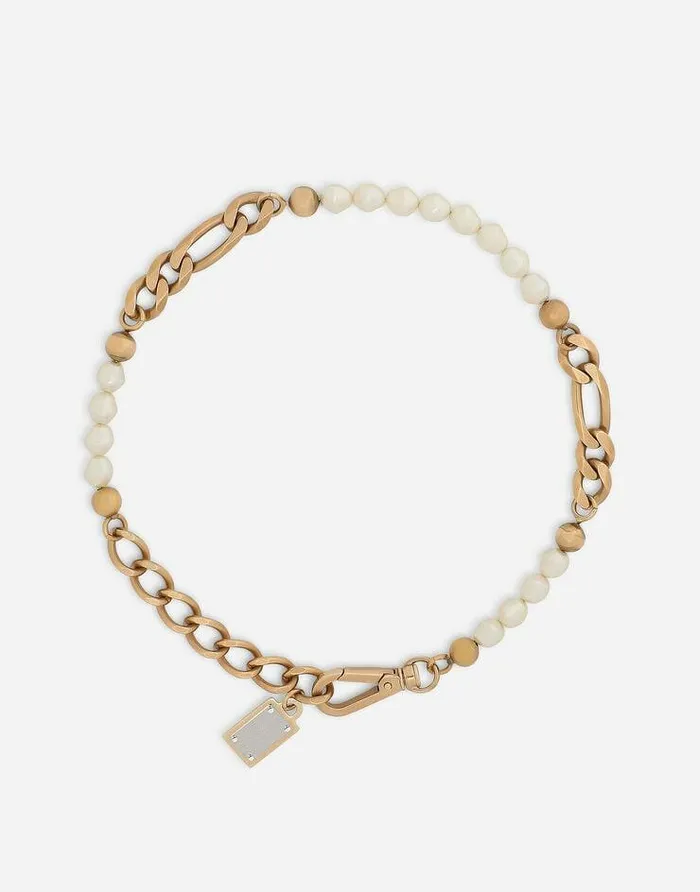 Dolce and Gabbana Bijoux Women Link Necklace With Pearls Gold
