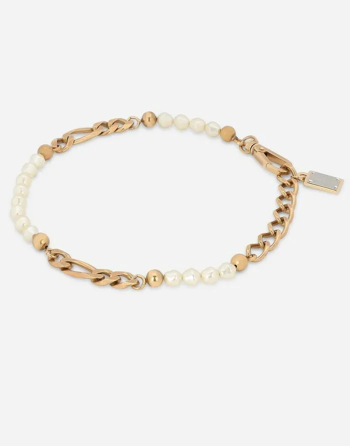 Dolce and Gabbana Bijoux Women Link Necklace With Pearls Gold Dolce and Gabbana Bijoux Women Link Necklace With Pearls Gold