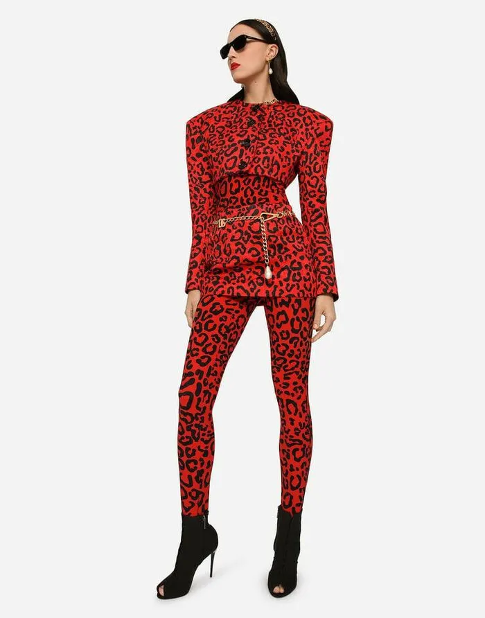 Dolce and Gabbana Blazers Women Cropped Leopardprint Brocade Jacket Multicolor Dolce and Gabbana Blazers Women Cropped Leopardprint Brocade Jacket Multicolor
