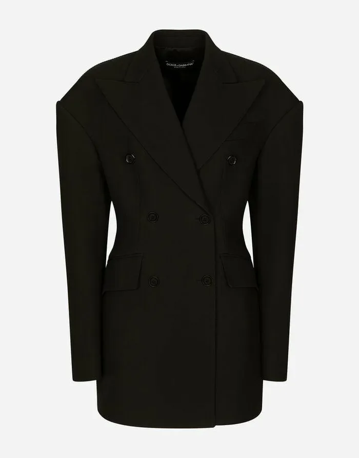 Dolce and Gabbana Blazers Women Doublebreasted Technical Crepe Jacket Black