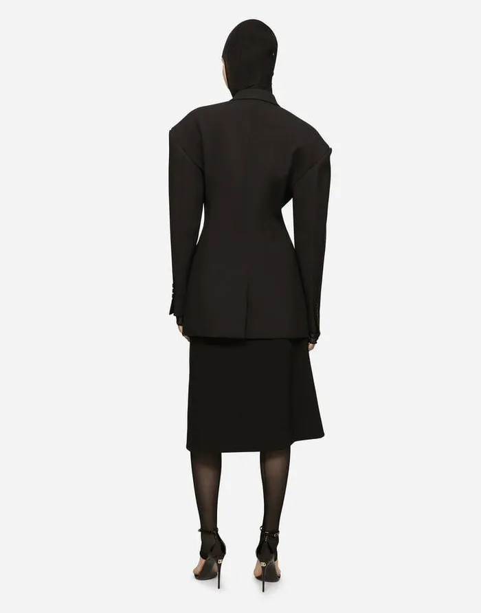 Dolce and Gabbana Blazers Women Doublebreasted Technical Crepe Jacket Black Dolce and Gabbana Blazers Women Doublebreasted Technical Crepe Jacket Black
