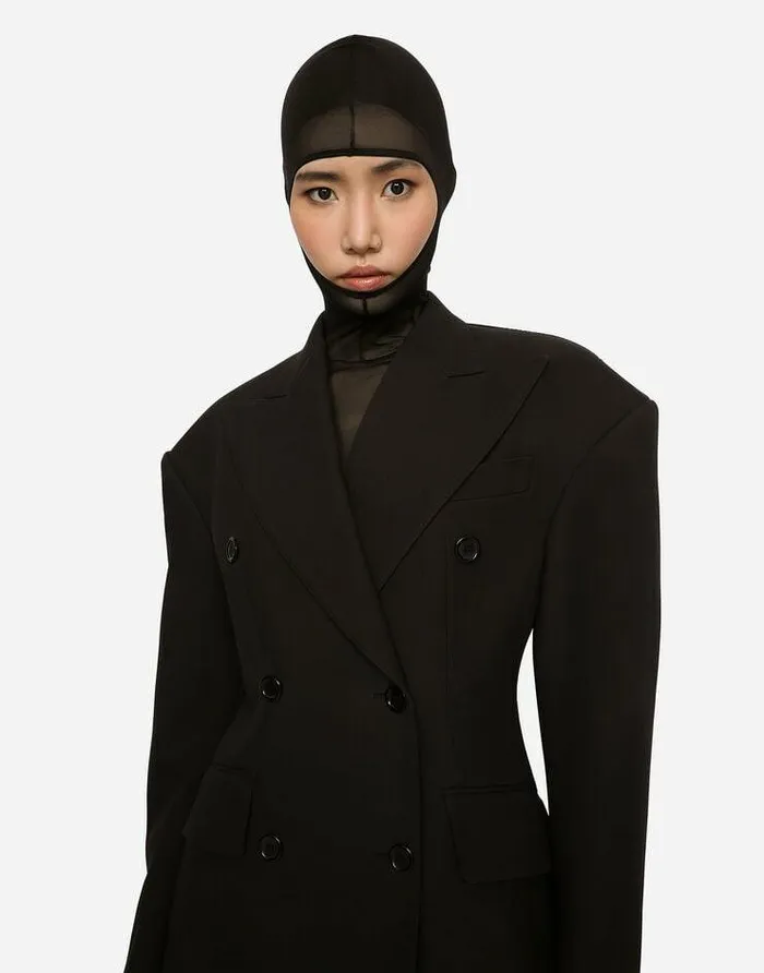 Dolce and Gabbana Blazers Women Doublebreasted Technical Crepe Jacket Black Dolce and Gabbana Blazers Women Doublebreasted Technical Crepe Jacket Black