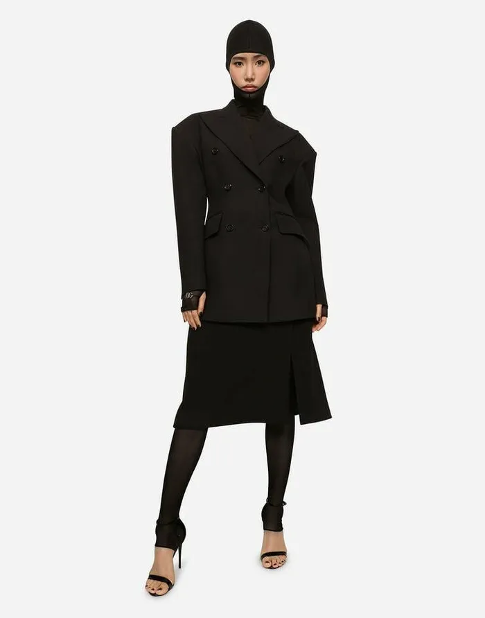 Dolce and Gabbana Blazers Women Doublebreasted Technical Crepe Jacket Black Dolce and Gabbana Blazers Women Doublebreasted Technical Crepe Jacket Black