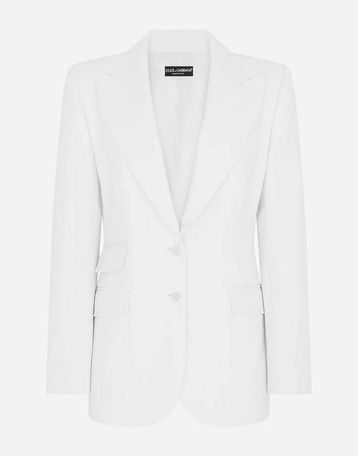 Dolce and Gabbana Blazers Women Singlebreasted Woolen Turlington Blazer White Dolce and Gabbana Blazers Women Singlebreasted Woolen Turlington Blazer White