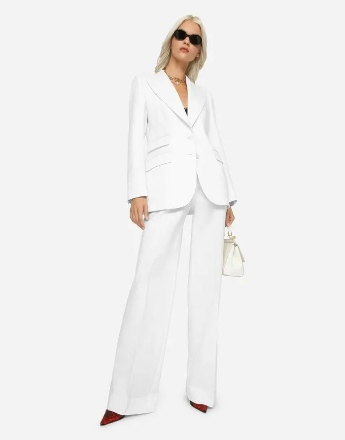 Dolce and Gabbana Blazers Women Singlebreasted Woolen Turlington Blazer White Dolce and Gabbana Blazers Women Singlebreasted Woolen Turlington Blazer White