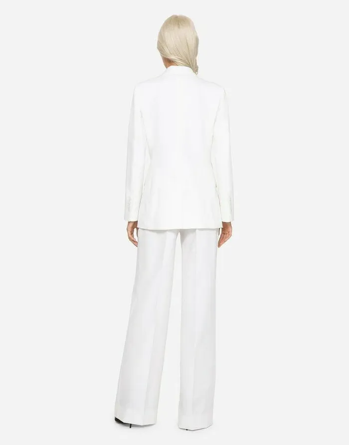 Dolce and Gabbana Blazers Women Singlebreasted Woolen Turlington Blazer White Dolce and Gabbana Blazers Women Singlebreasted Woolen Turlington Blazer White