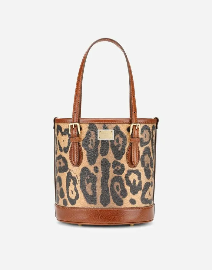 Dolce and Gabbana Clutches Mini And Micro Bags Women Small Bucket Bag In Leopardprint Crespo With Branded Plate Multicolor Dolce and Gabbana Clutches Mini And Micro Bags Women Small Bucket Bag In Leopardprint Crespo With Branded Plate Multicolor