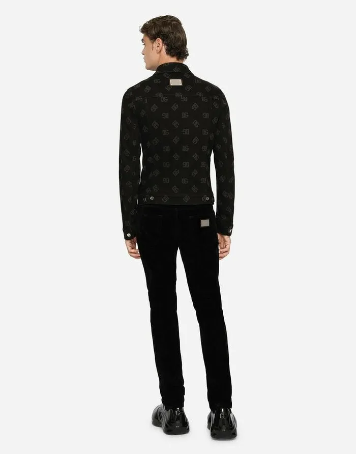 Dolce and Gabbana Coats And Jackets Men Black Denim Jacket With Allover DG Logo Print Multicolor Dolce and Gabbana Coats And Jackets Men Black Denim Jacket With Allover DG Logo Print Multicolor