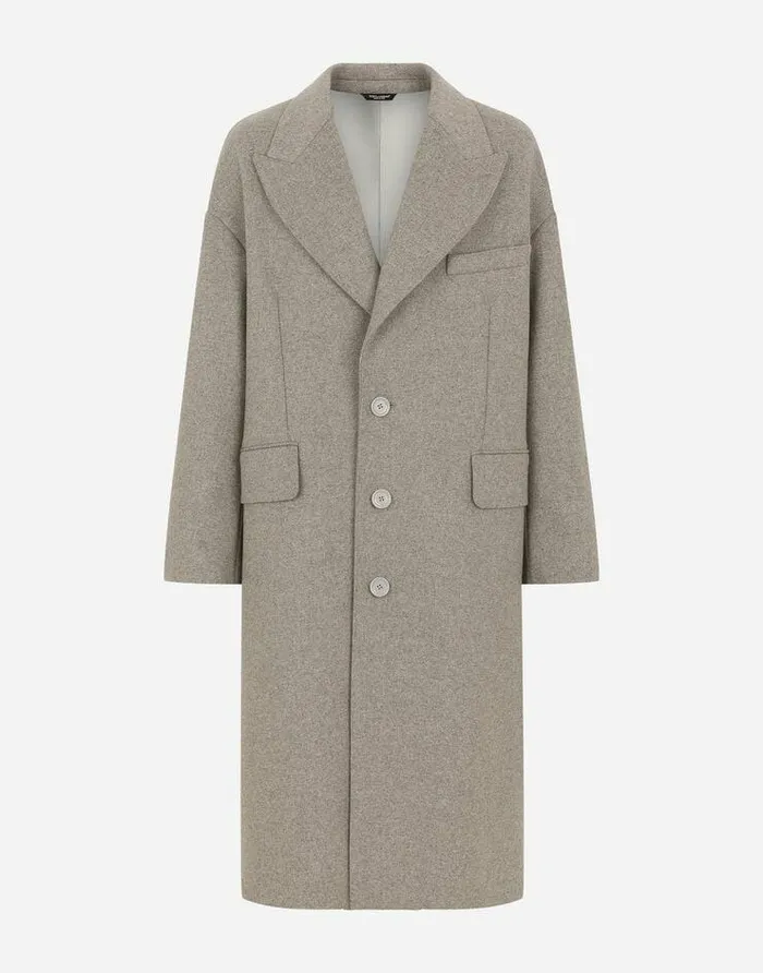 Dolce and Gabbana Coats And Jackets Men Deconstructed Singlebreasted Wool Coat Grey